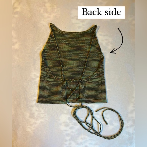 Princess Polly Green Marble Knit Knitted Tie Back Lace Up Fairy Y2K 90’s Top - Picture 2 of 5